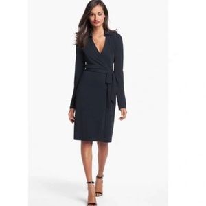 Diane Von Furstenberg Wrap Dress Jeanne Two Solid Long Sleeve Stretch 12